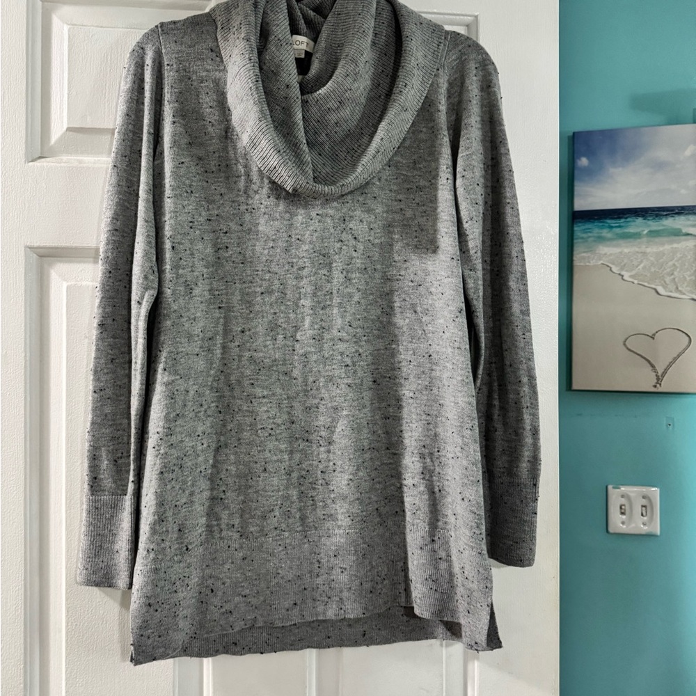 LOFT Heather Gray Cowl Neck Sweater
